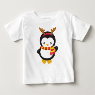 Christmas Penguin, Penguin With Scarf, Antlers Baby T-Shirt
