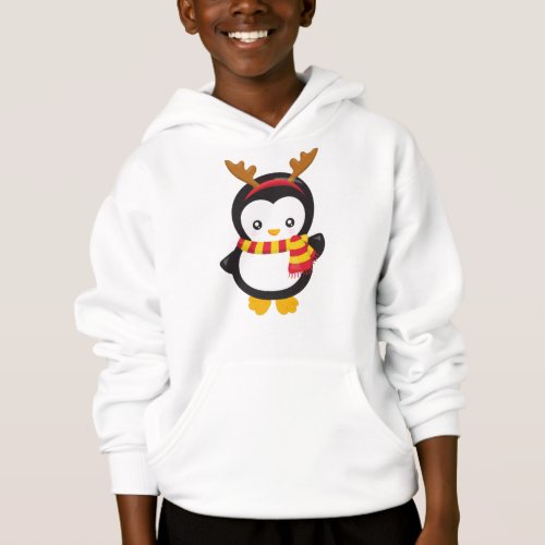 Christmas Penguin Penguin With Scarf Antlers Hoodie