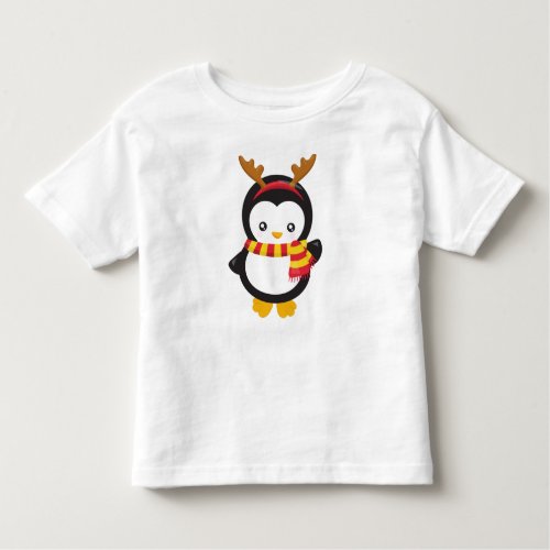 Christmas Penguin Penguin With Scarf Antlers Toddler T_shirt
