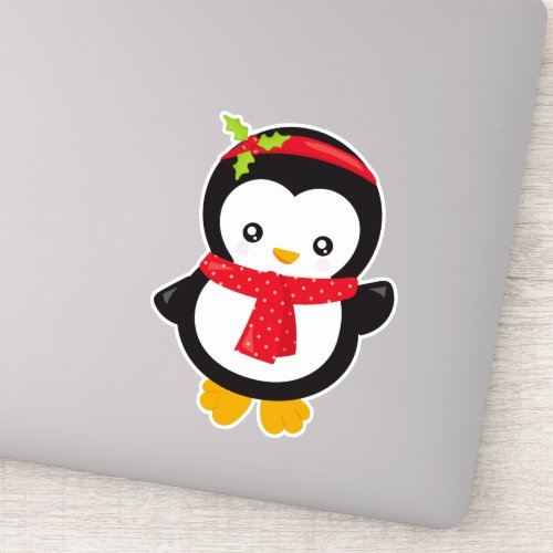 Christmas Penguin Penguin With Scarf Mistletoe Sticker