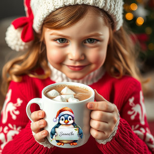 Christmas penguin personalized coffee mug