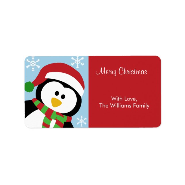 Christmas Penguin Personalized Gift Tags (Front)