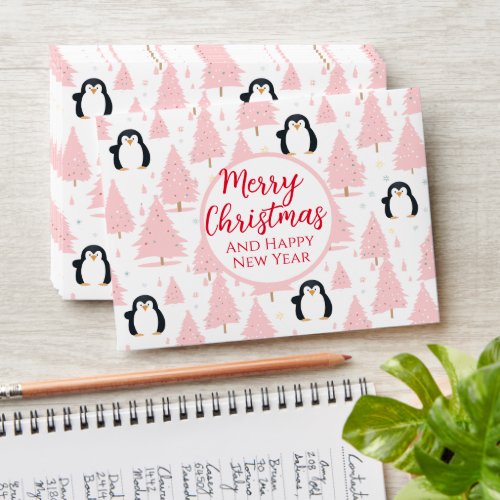 Christmas Penguin Pink Cash Gift  Envelope