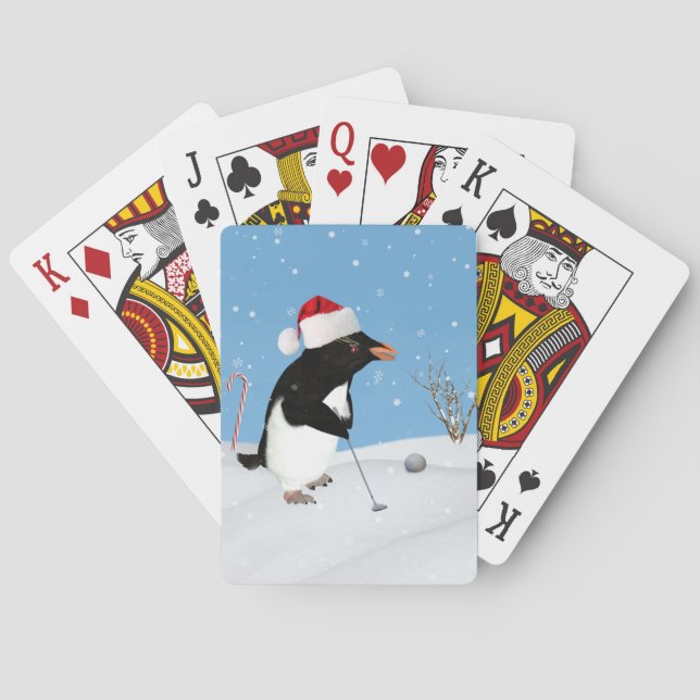 Christmas, Penguin Playing Golf Poker Cards (Back)