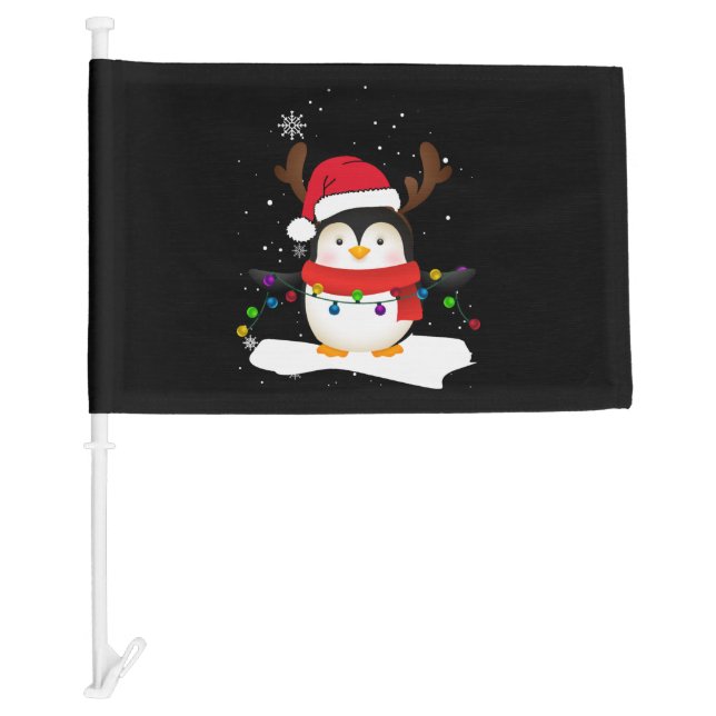 Christmas Penguin Reindeer Christmas tree Car Flag (Front)