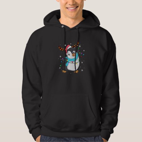 Christmas Penguin Reindeer Santa Hat Lights Xmas Hoodie