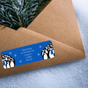 Christmas Penguin Return Address Blue Label