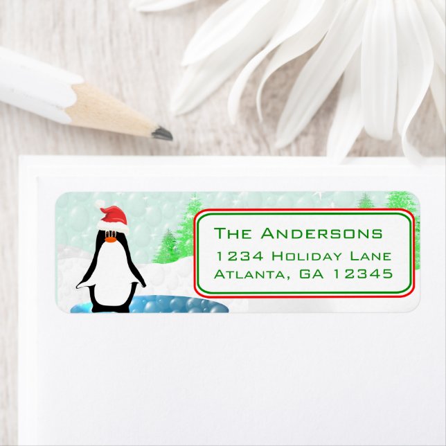 Christmas Penguin Return Address Label (Insitu)
