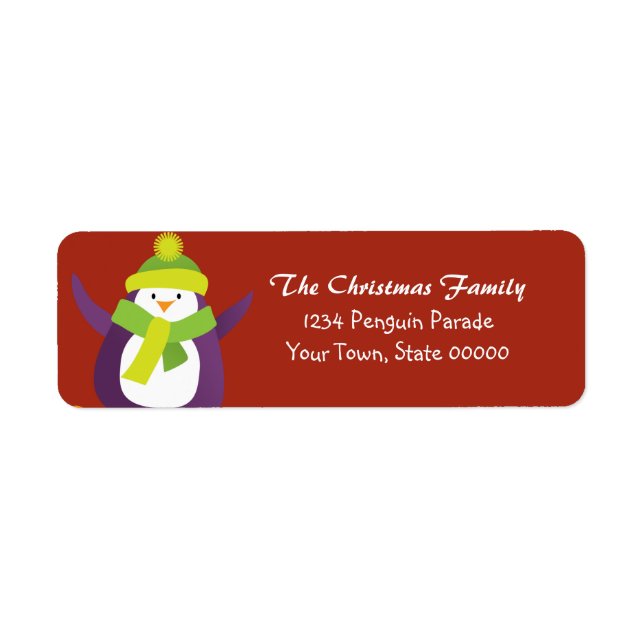 Christmas Penguin Return Address Label (Front)