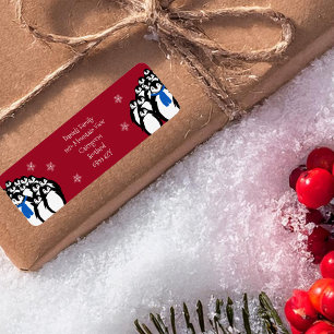 Christmas Penguin Return Address Red Label