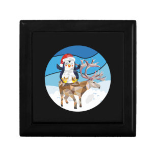 christmas Penguin riding a elk Gift Box