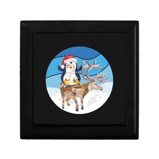 christmas Penguin riding a elk Gift Box (Front)