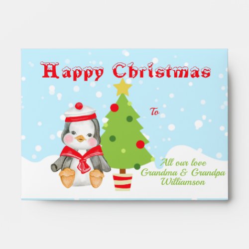 Christmas Penguin Sailor Money Cash Gift Envelope