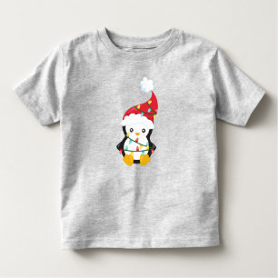 Christmas Penguin, Santa Hat, Christmas Lights Toddler T-shirt