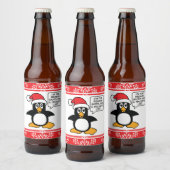 Christmas Penguin Santa Naughty List Beer Bottle Label (Bottles)