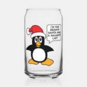 Christmas Penguin Santa Naughty List Can Glass (Front)
