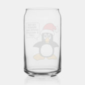 Christmas Penguin Santa Naughty List Can Glass (Back)