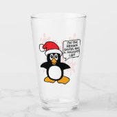 Christmas Penguin Santa Naughty List Glass (Front)