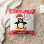 Christmas Penguin Santa Naughty List Throw Pillow (Blanket)