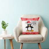 Christmas Penguin Santa Naughty List Throw Pillow (Chair)