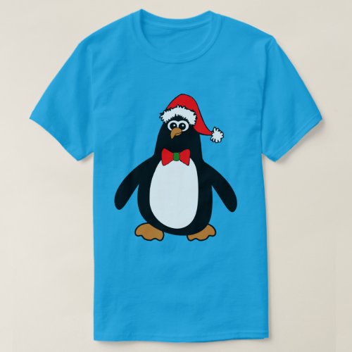 Christmas Penguin Shirt - Cute Little Cartoon Christmas Holiday Santa Claus Penguin.