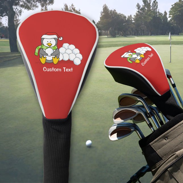 Christmas penguin sitting with snow balls golf head cover (Creator Uploaded)