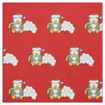 Christmas Penguin sitting with Snow Balls Pattern Fabric