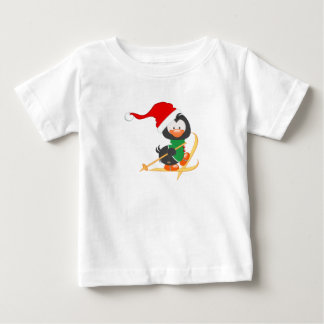 Christmas Penguin Skiing Baby T-Shirt