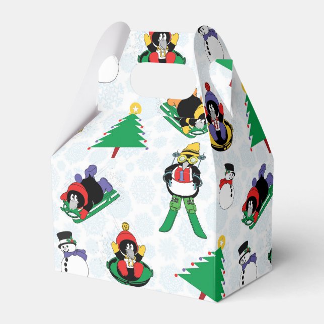 Christmas penguin skiing favor boxes (Front Side)