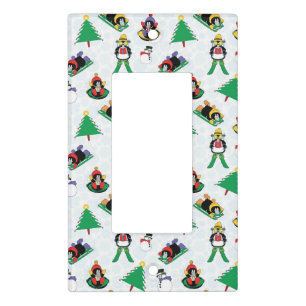 Christmas penguin skiing light switch cover