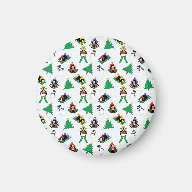 Christmas penguin skiing magnet (Front)