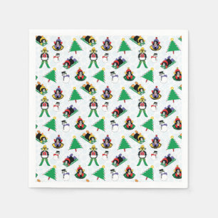 Christmas penguin skiing napkins