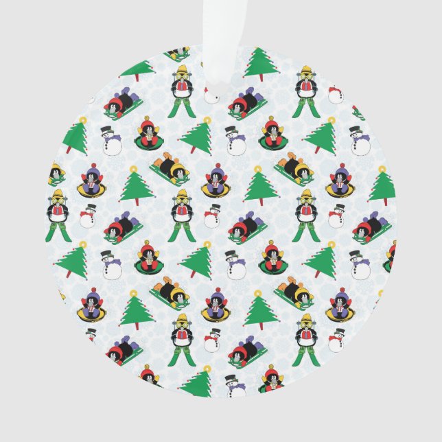 Christmas penguin skiing ornament (Front)