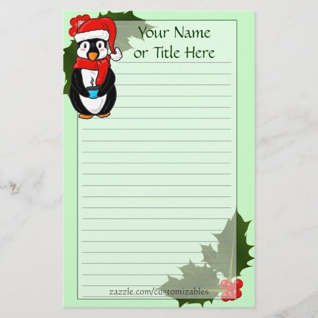 Christmas Penguin Stationery (Front)