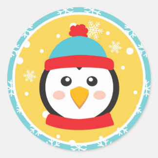 Christmas - Penguin Stickers (Round)