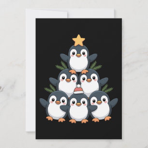 Christmas Penguin Tree Star Santa Hat Snowflake Invitation