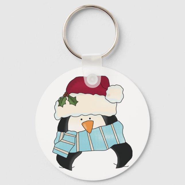 Christmas Penguin Tshirts and Gifts Keychain (Front)