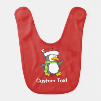 Christmas penguin walking on snow bib