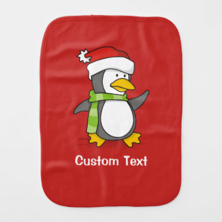 Christmas penguin walking on snow burp cloth