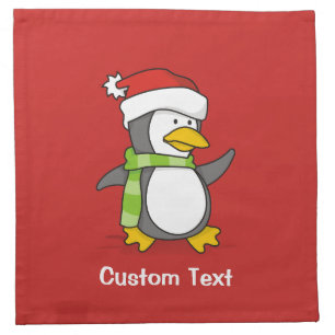 Christmas penguin walking on snow cloth napkin