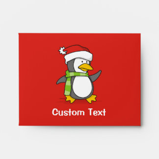 Christmas penguin walking on snow envelope