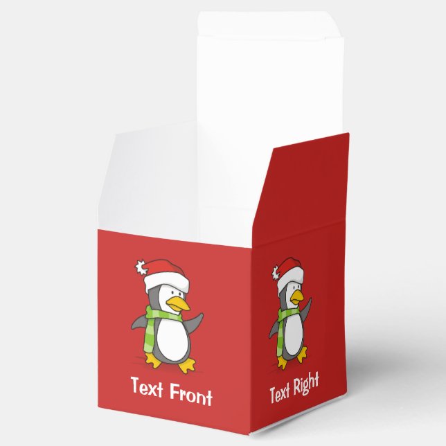 Christmas penguin walking on snow favor boxes (Opened)