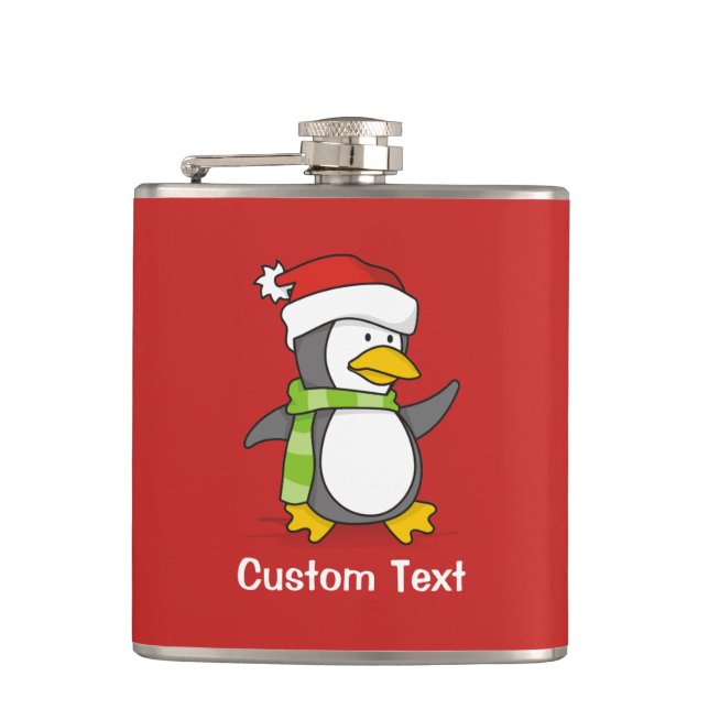 Christmas penguin walking on snow flask (Front)