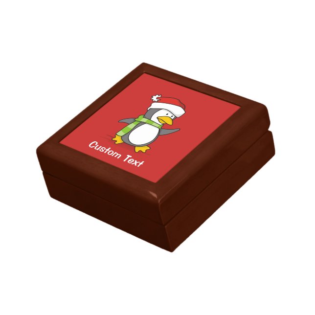 Christmas penguin walking on snow gift box (Side)