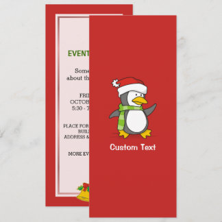 Christmas penguin walking on snow invitation