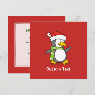 Christmas penguin walking on snow invitation