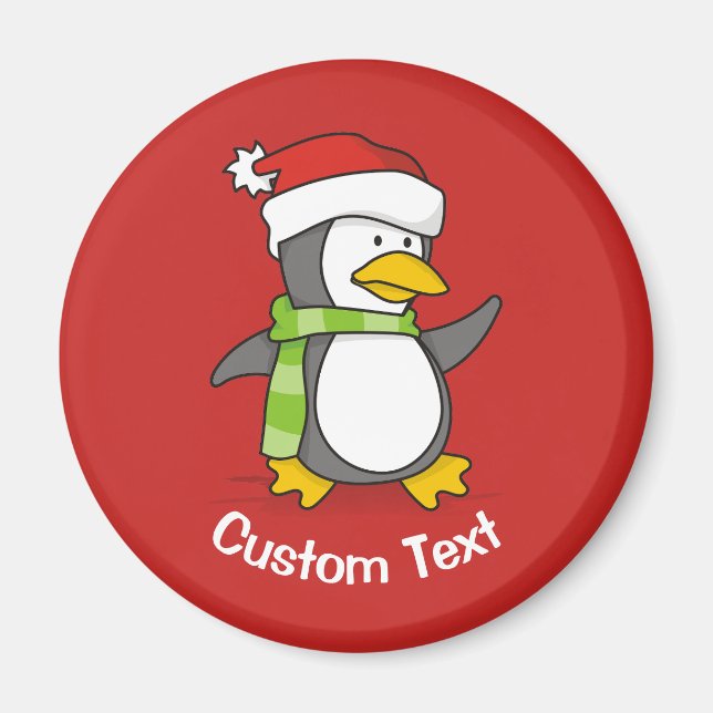 Christmas penguin walking on snow magnet (Front)