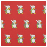 Christmas Penguin walking on Snow Pattern Fabric