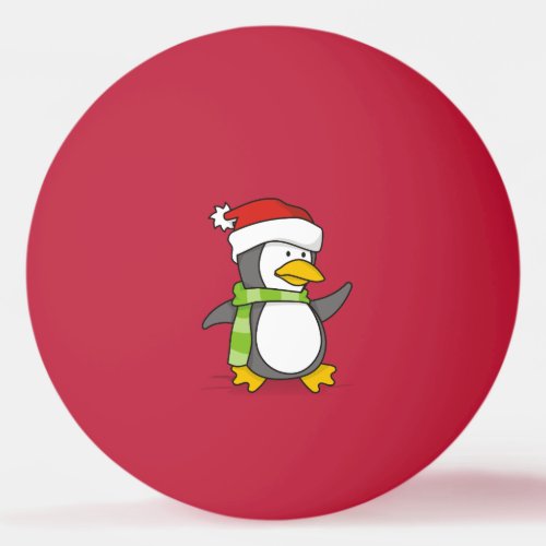Christmas penguin walking on snow Ping_Pong ball