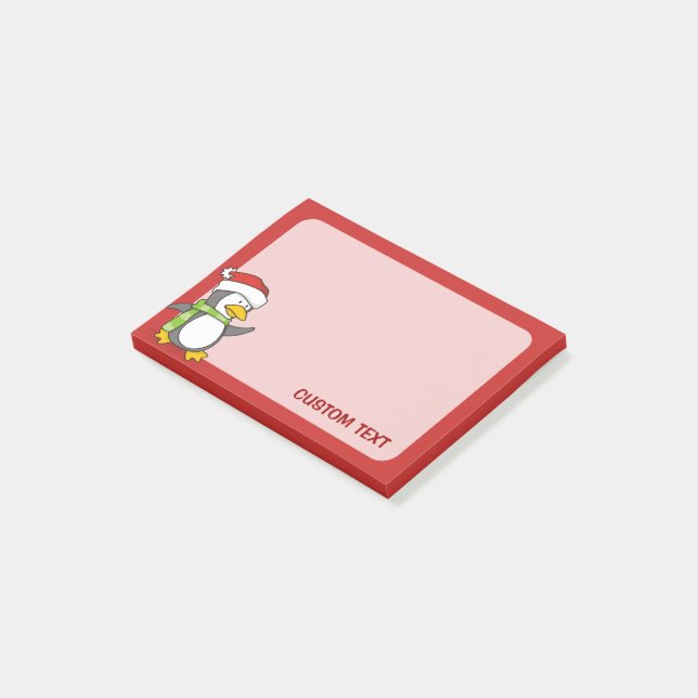 Christmas penguin walking on snow post-it notes (Angled)